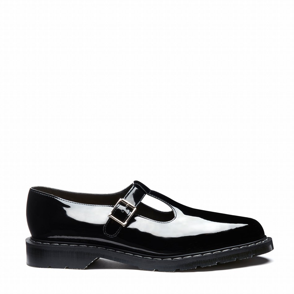 Solovair Patent Mary Jane Sko Herre Sort | S0-393-BK-PT-G-030