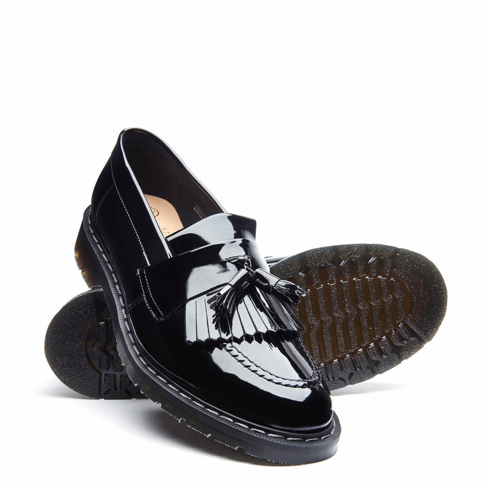 Solovair Patent Tassel Loafers Herre Sort | S0-1022-BK-PT-G-030