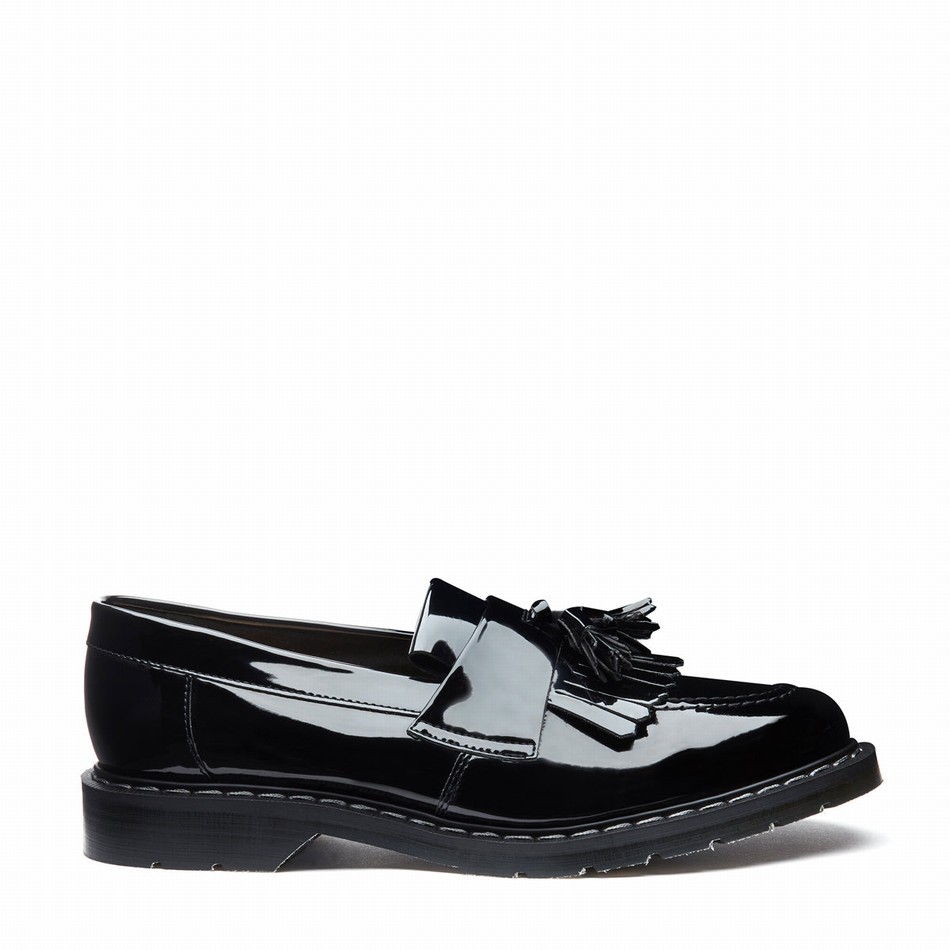 Solovair Patent Tassel Loafers Herre Sort | S0-1022-BK-PT-G-030