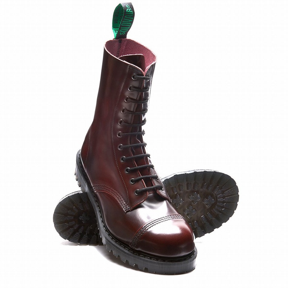 Solovair Rub-Off 11 Eye Steel Toe Derby Støvler Herre Bordeaux | SC11-1980-BUR-G-060