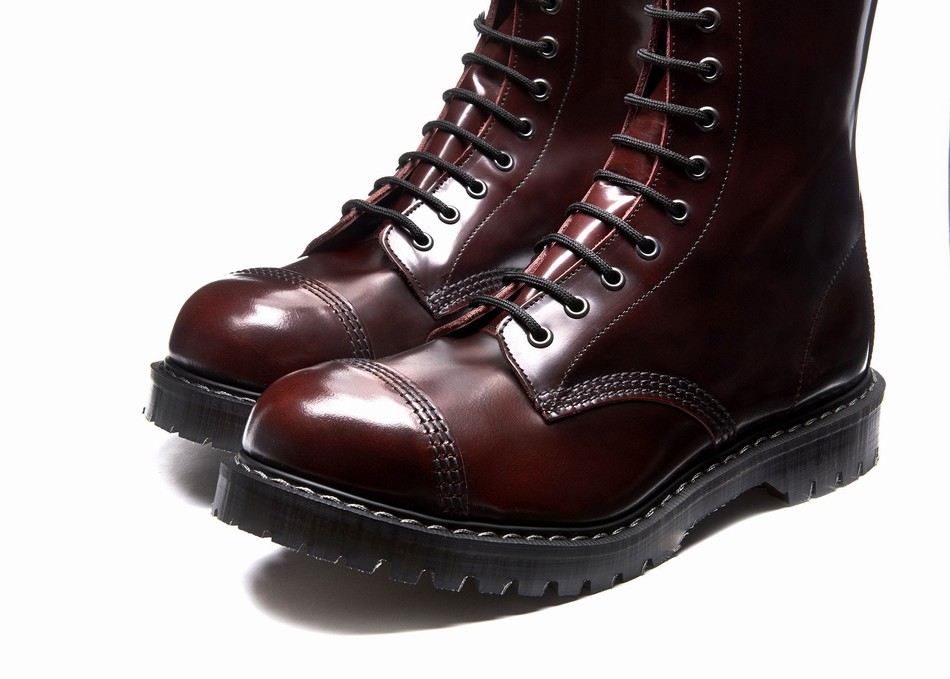 Solovair Rub-Off 11 Eye Steel Toe Derby Støvler Herre Bordeaux | SC11-1980-BUR-G-060
