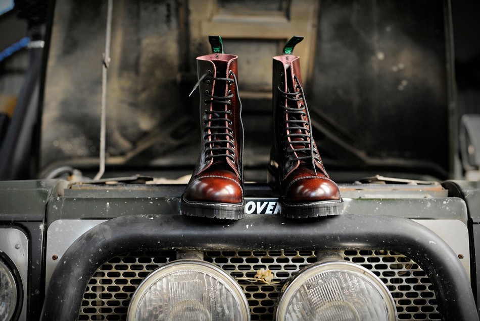 Solovair Rub-Off 11 Eye Steel Toe Derby Støvler Herre Bordeaux | SC11-1980-BUR-G-060