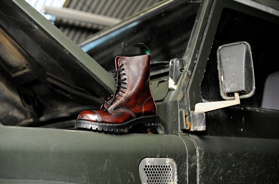 Solovair Rub-Off 11 Eye Steel Toe Derby Støvler Herre Bordeaux | SC11-1980-BUR-G-060