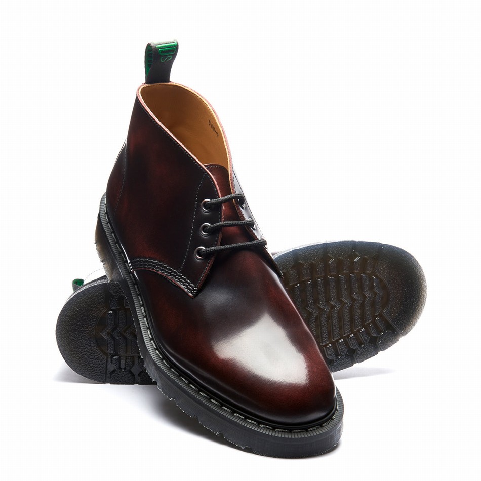 Solovair Rub-Off 3 Eye Chukka Støvler Herre Bordeaux | S3-080-BUR-G-035