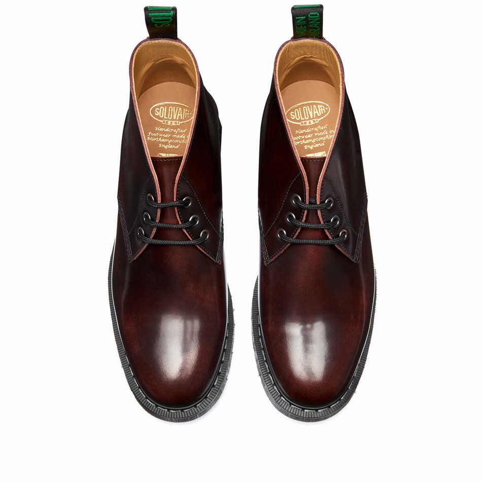 Solovair Rub-Off 3 Eye Chukka Støvler Herre Bordeaux | S3-080-BUR-G-035