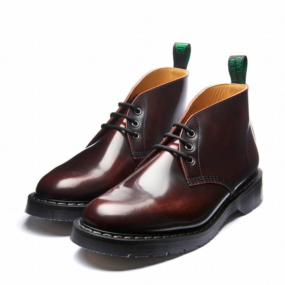 Solovair Rub-Off 3 Eye Chukka Støvler Herre Bordeaux | S3-080-BUR-G-035