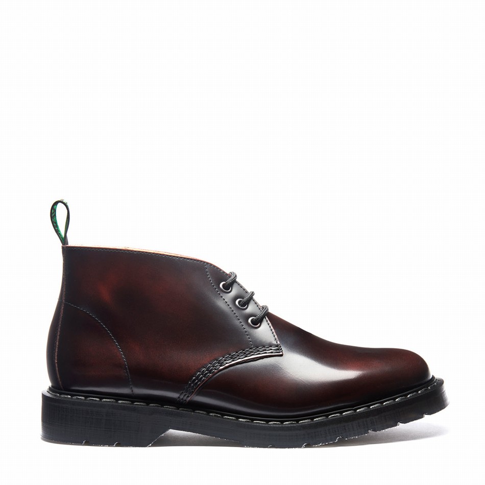 Solovair Rub-Off 3 Eye Chukka Støvler Herre Bordeaux | S3-080-BUR-G-035