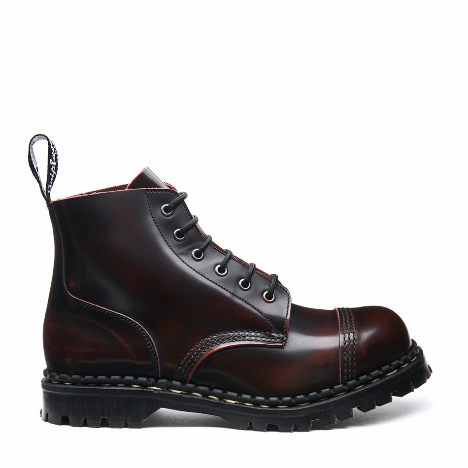 Solovair Rub-Off 6 Eye Steel Toe Capped Derby Støvler Herre Bordeaux | GF6-1710-BUR-RO-030