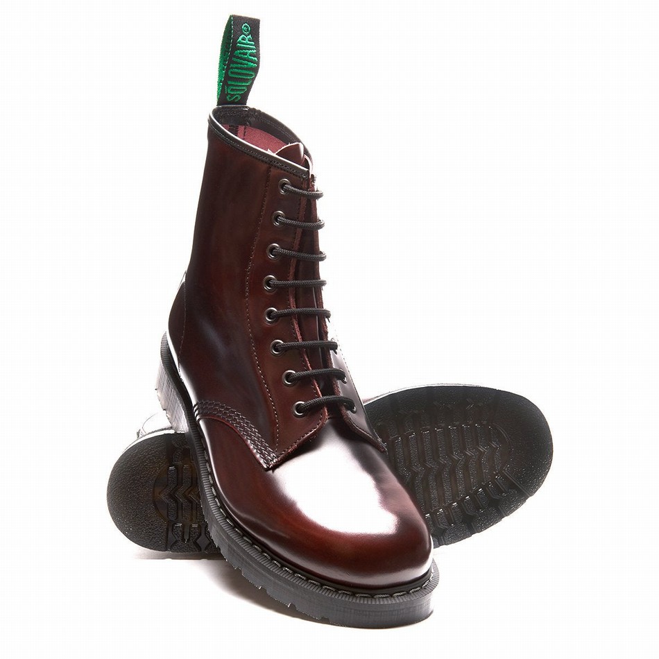 Solovair Rub-Off 8 Eye Derby Støvler Herre Bordeaux | S8-551-BUR-G-030