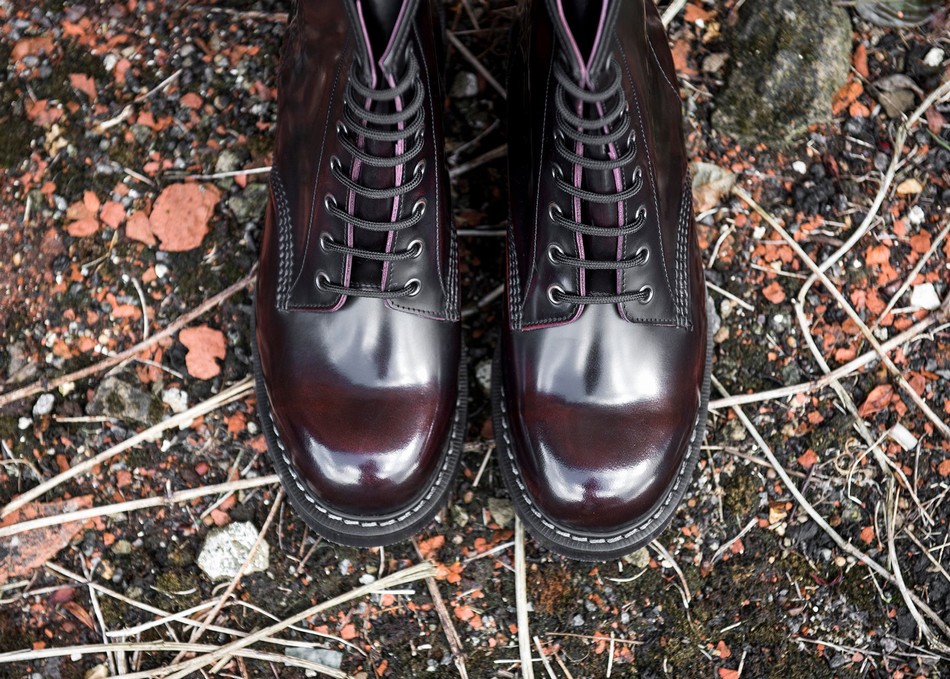 Solovair Rub-Off 8 Eye Derby Støvler Herre Bordeaux | S8-551-BUR-G-030
