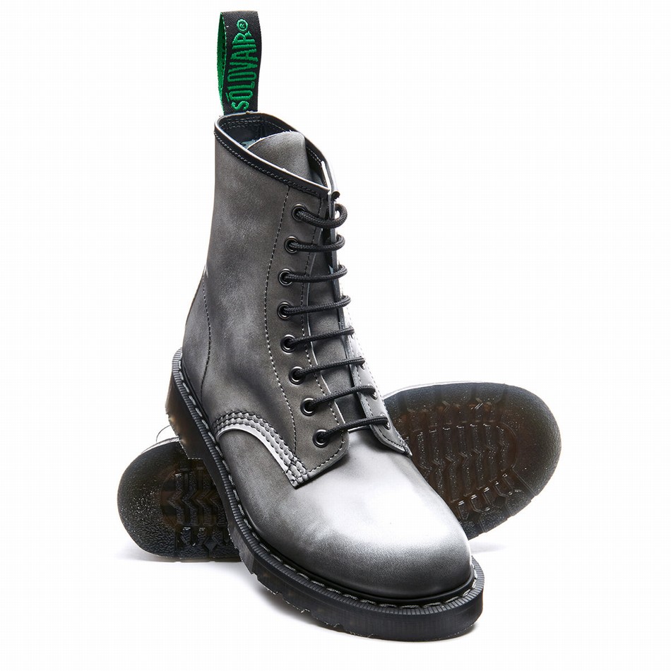 Solovair Rub-Off 8 Eye Derby Støvler Herre Grå | S8-551-CGY-RO-G-065