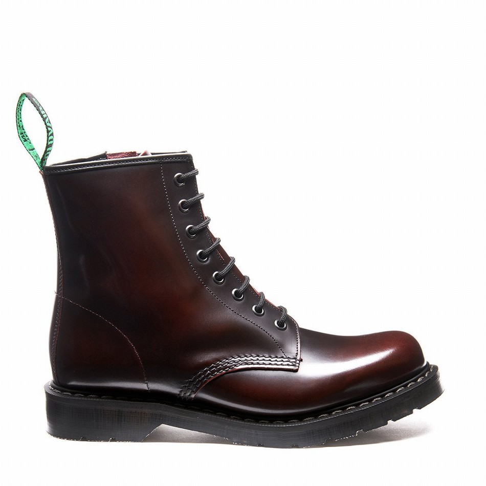 Solovair Rub-Off 8 Eye Zip Derby Støvler Herre Bordeaux | S8-551-BUR-ZIP-G-045