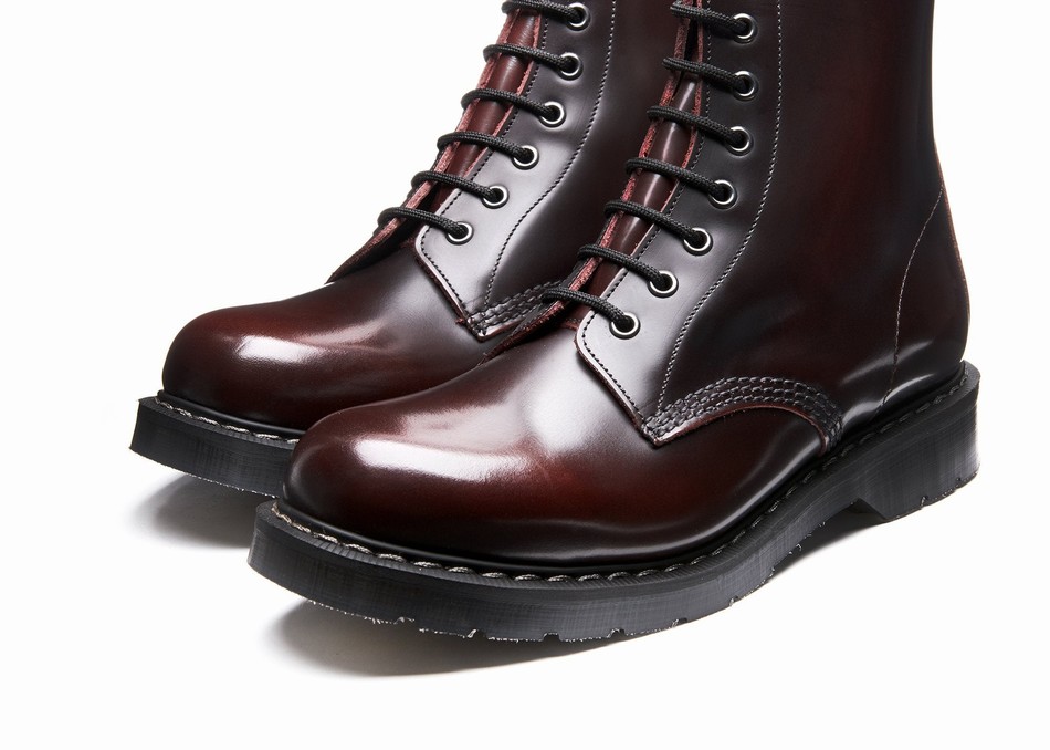 Solovair Rub-Off 8 Eye Zip Derby Støvler Herre Bordeaux | S8-551-BUR-ZIP-G-045