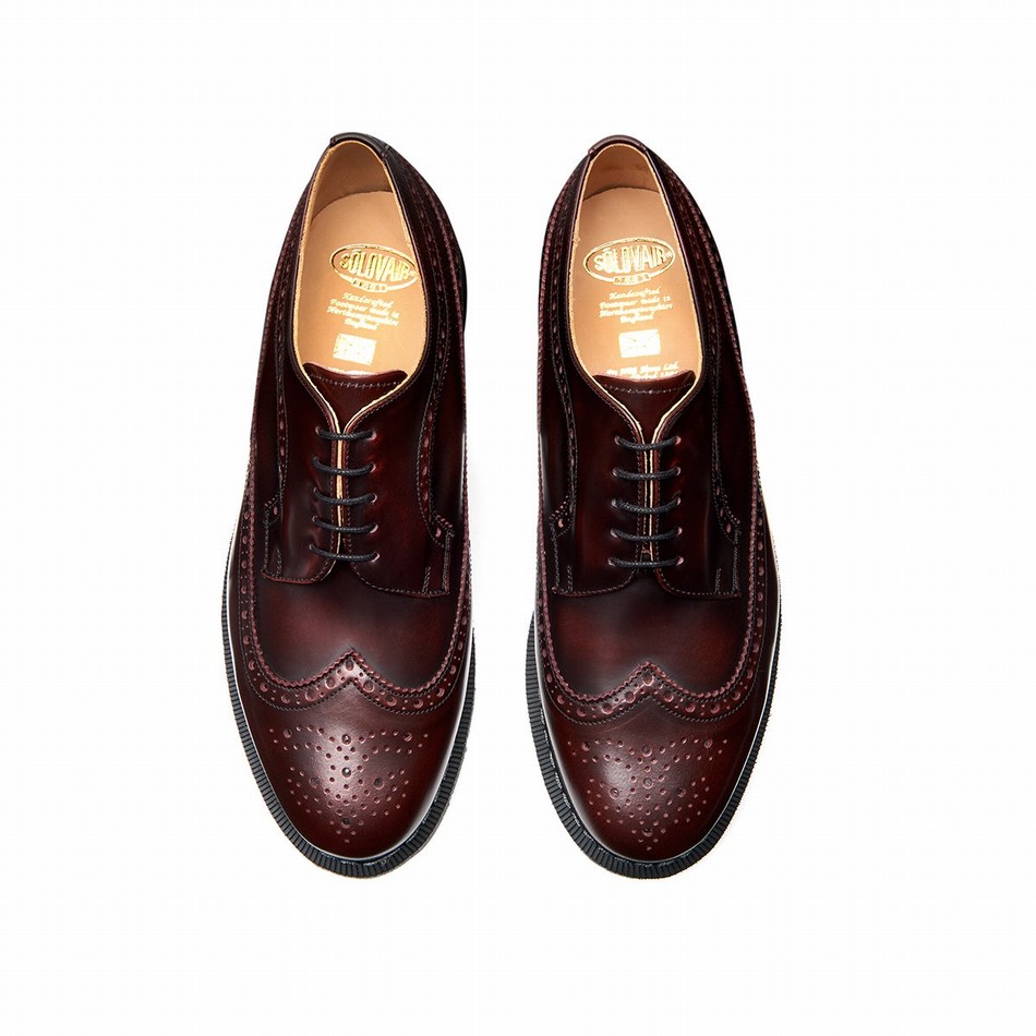 Solovair Rub-Off American Brogue Sko Dame Bordeaux | S5-812-BUR-G-030