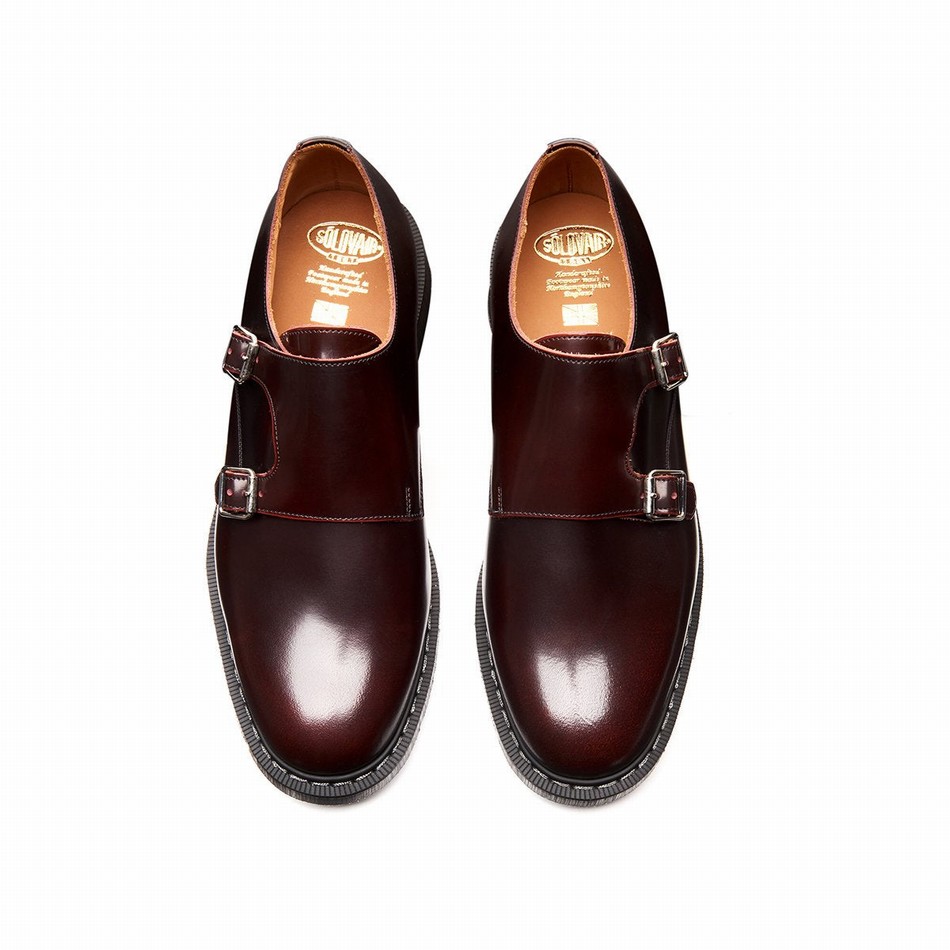 Solovair Rub-Off Double Buckle Monksko Herre Bordeaux | S0-157-BUR-G-030