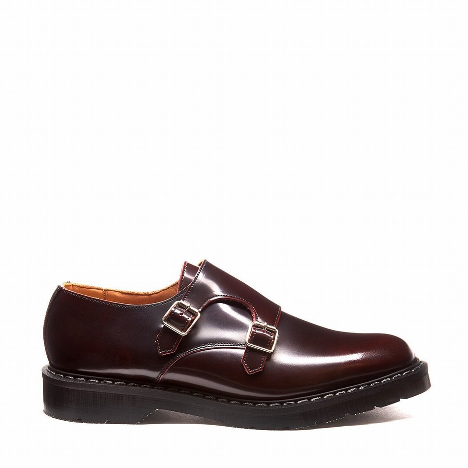 Solovair Rub-Off Double Buckle Monksko Herre Bordeaux | S0-157-BUR-G-030