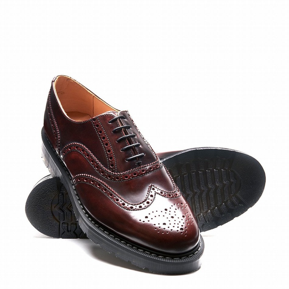 Solovair Rub-Off English Brogue Sko Dame Bordeaux | S5-811-BUR-G-030