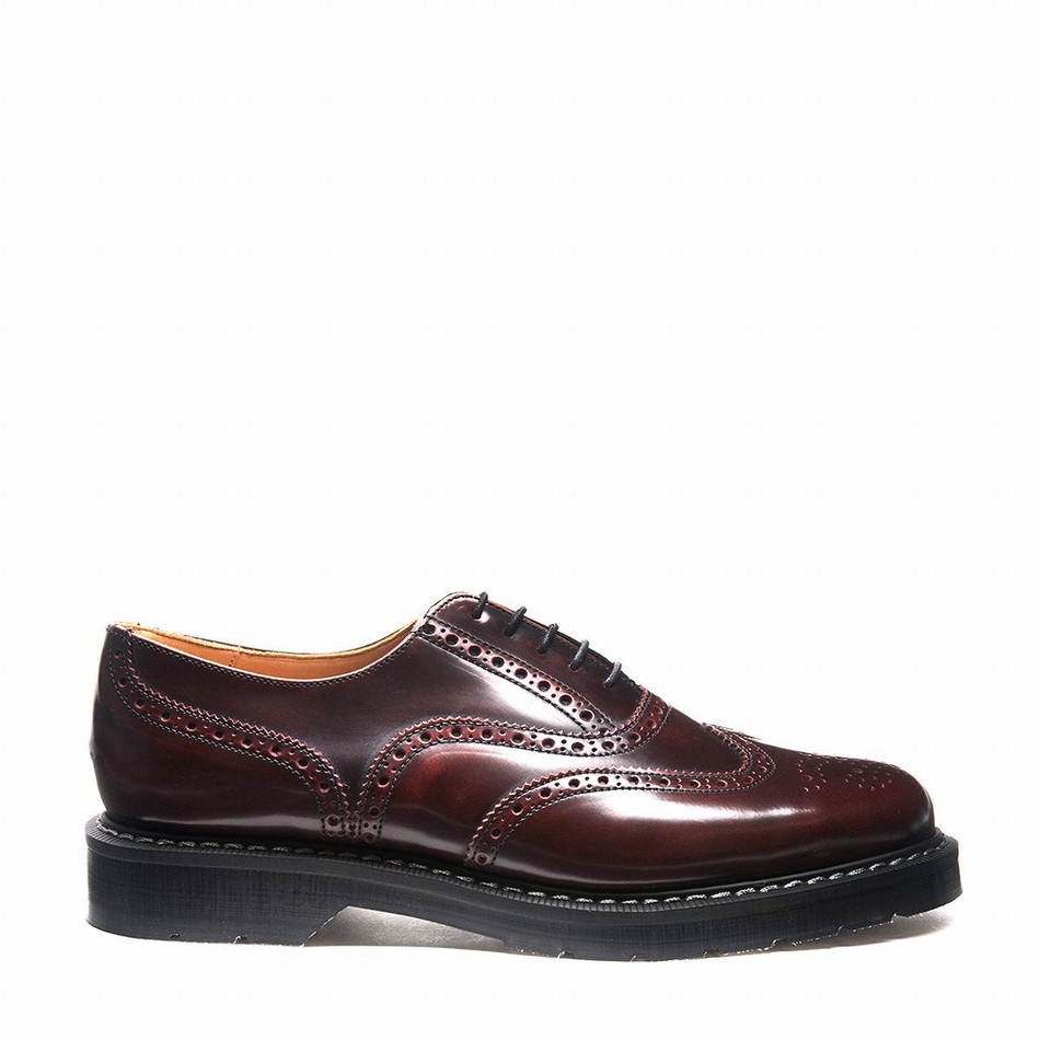 Solovair Rub-Off English Brogue Sko Dame Bordeaux | S5-811-BUR-G-030