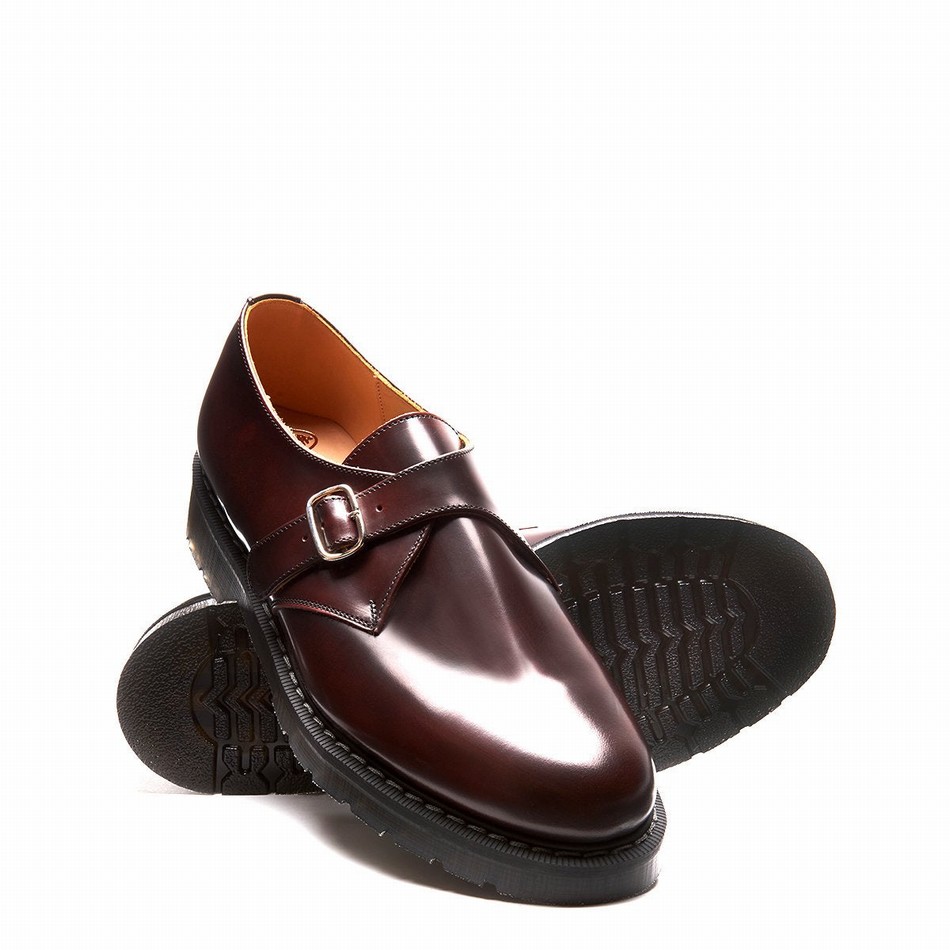 Solovair Rub-Off Single Buckle Monksko Herre Bordeaux | S0-060-BUR-G-035