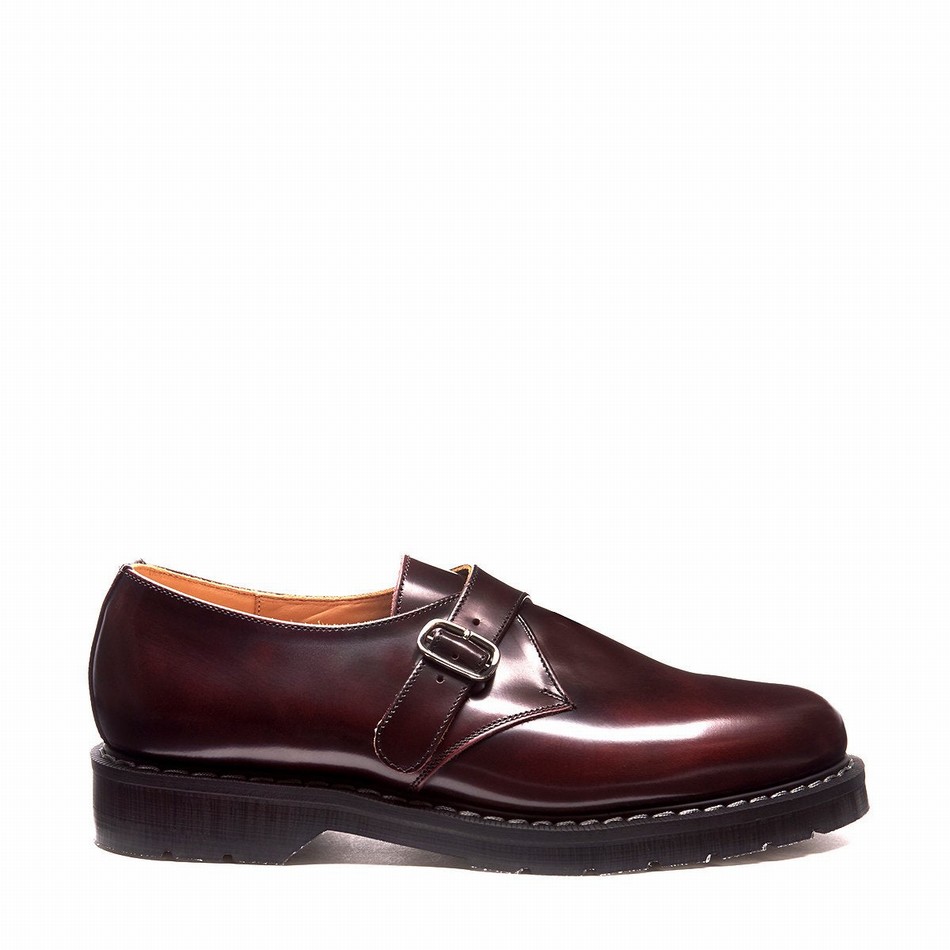 Solovair Rub-Off Single Buckle Monksko Herre Bordeaux | S0-060-BUR-G-035