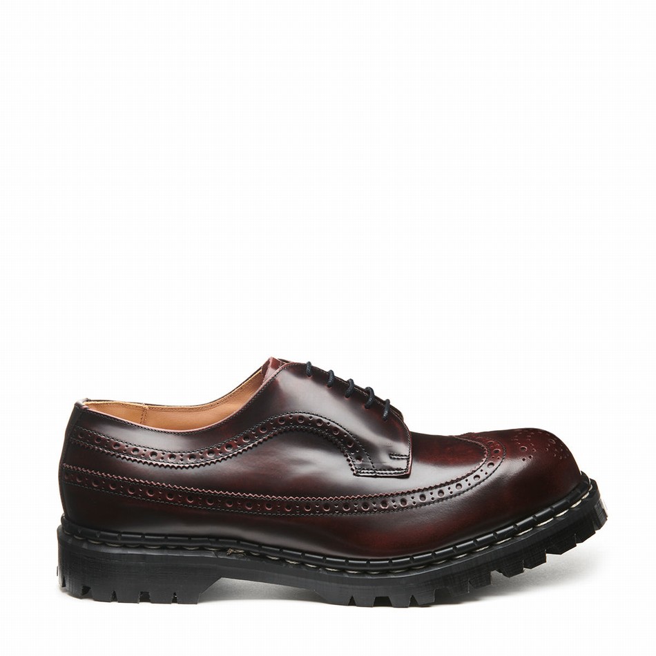 Solovair Rub-Off Steel Toe American Brogue Sko Herre Bordeaux | GF5-1812-BUR-RO-030