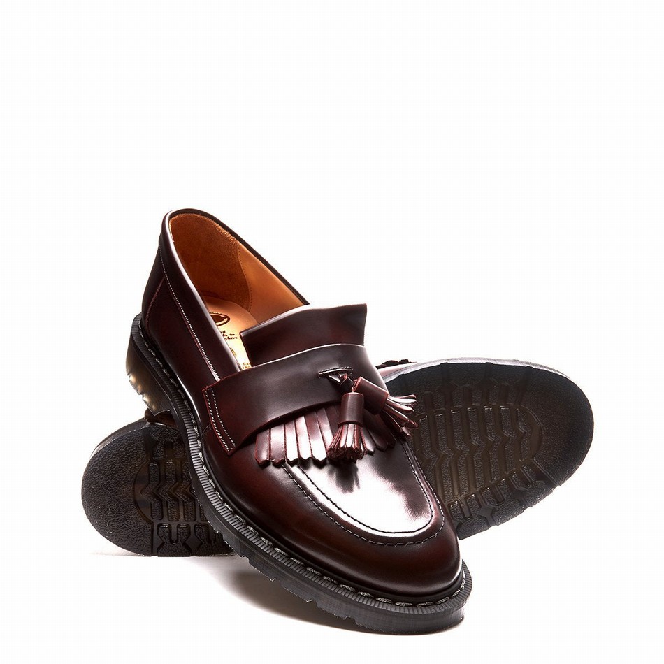 Solovair Rub-Off Tassel Loafers Dame Bordeaux | S0-1022-BUR-G-030