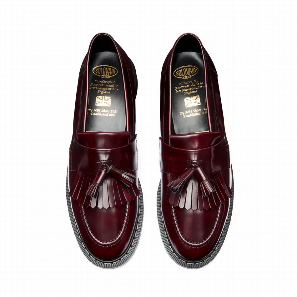 Solovair Rub-Off Vegan Tassel Loafers Dame Rød | VS0-1022-CR-RO-VEG-G-045