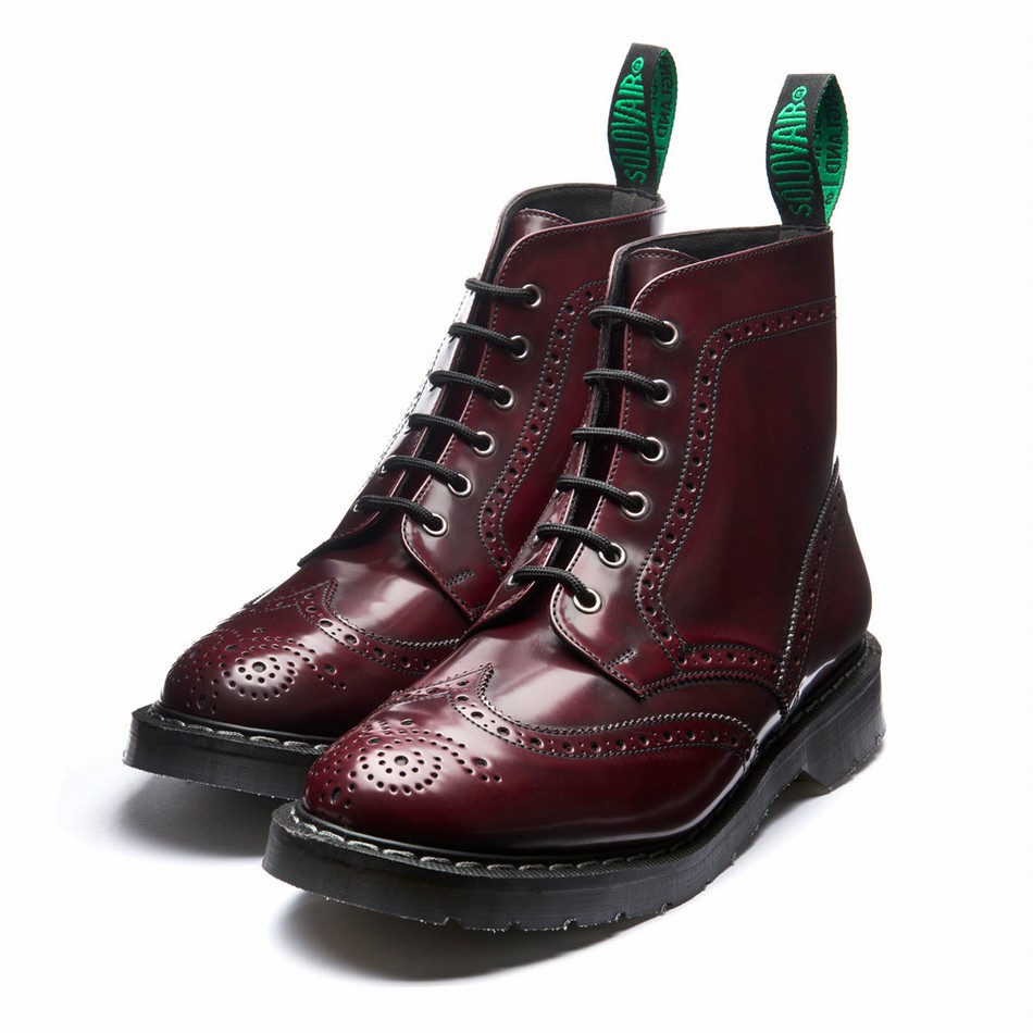 Solovair Rub Off Vegan 6 Eye Derby Brogue Støvler Herre Rød | VS6-019-CR-RO-VEG-G-050