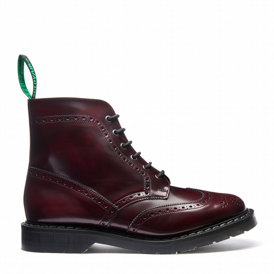 Solovair Rub Off Vegan 6 Eye Derby Brogue Støvler Herre Rød | VS6-019-CR-RO-VEG-G-050
