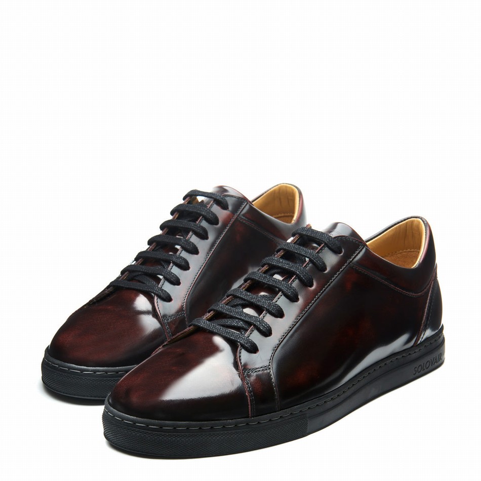Solovair Rub-off 070 Sneakers Dame Bordeaux | S7-070-BUR-RO-G-030