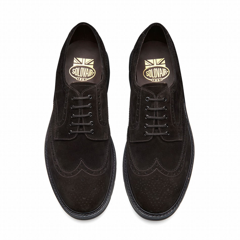 Solovair Suede 5 Eye Gibson Brogue Sko Herre Brune | LS5-813-BN-SUE-B-060