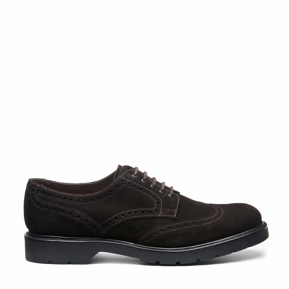 Solovair Suede 5 Eye Gibson Brogue Sko Herre Brune | LS5-813-BN-SUE-B-060