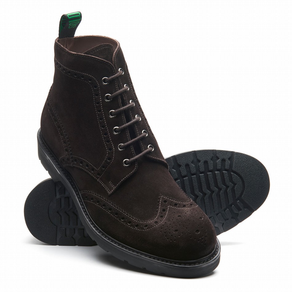Solovair Suede 6 Eye Derby Brogue Støvler Herre Brune | LS6-019-BN-SUE-B-060