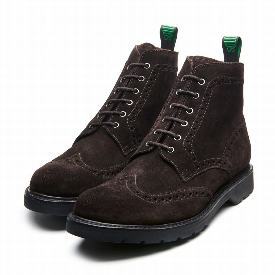 Solovair Suede 6 Eye Derby Brogue Støvler Herre Brune | LS6-019-BN-SUE-B-060
