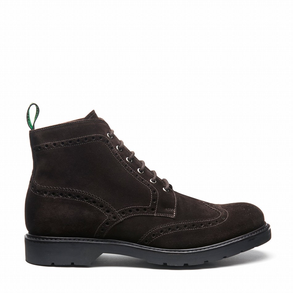 Solovair Suede 6 Eye Derby Brogue Støvler Herre Brune | LS6-019-BN-SUE-B-060