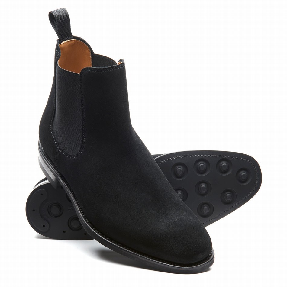 Solovair Suede Chelsea Støvler Herre Sort | 101-BK-SUE-060