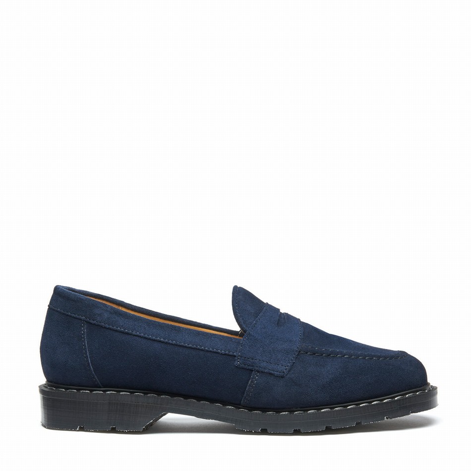 Solovair Suede Penny Loafers Dame Mørkeblå | S0-970-BL-SUE-G-040