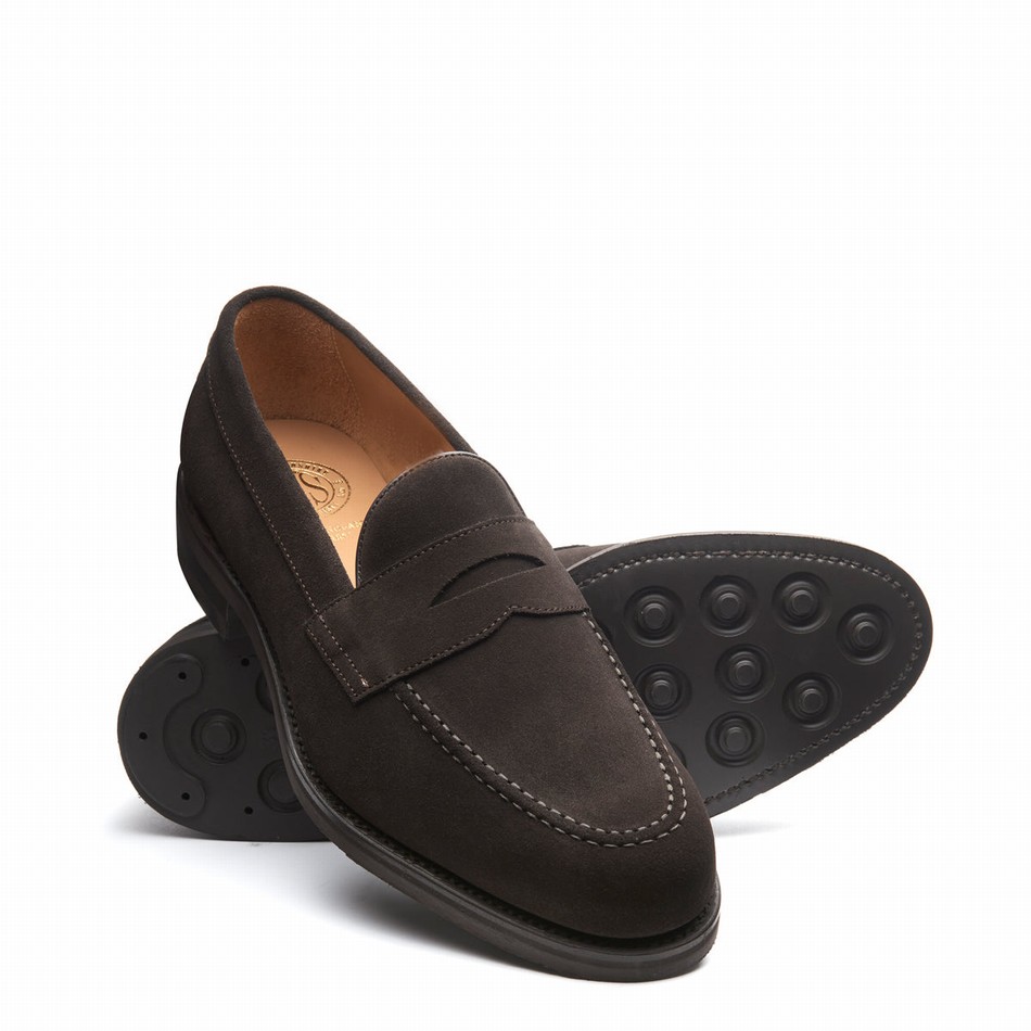 Solovair Suede Penny Loafers Herre Brune | 970-BN-SUE-060