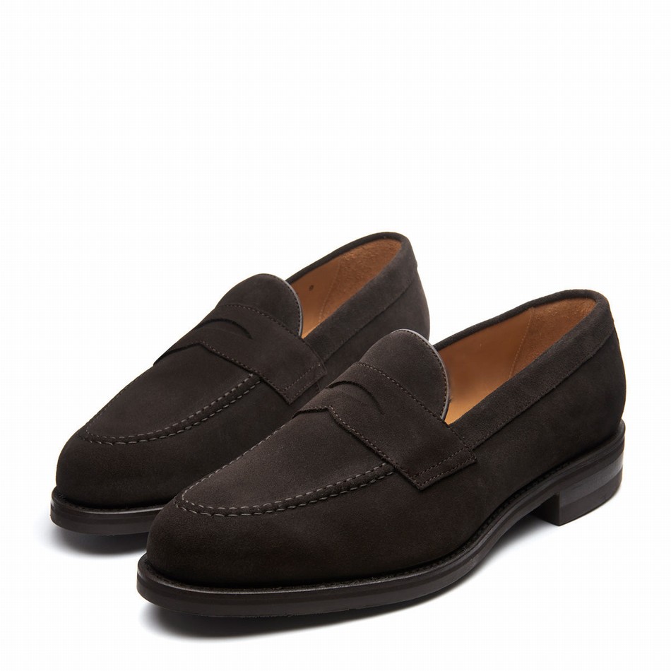 Solovair Suede Penny Loafers Herre Brune | 970-BN-SUE-060