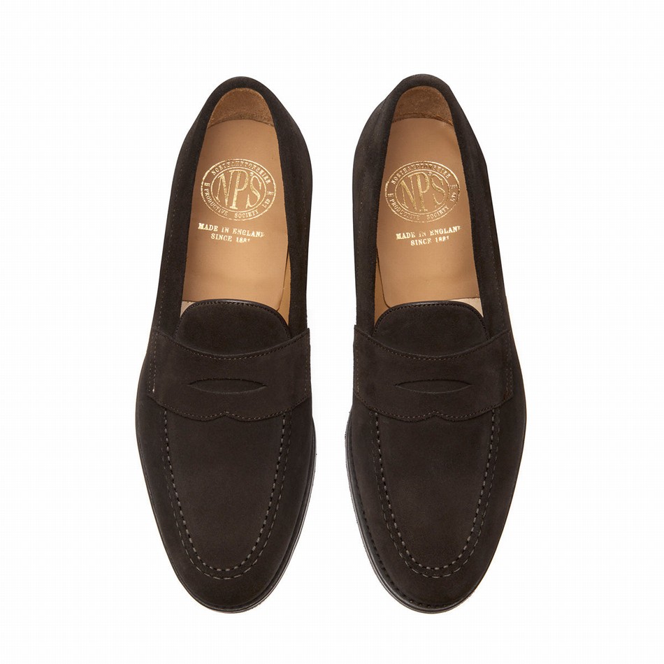 Solovair Suede Penny Loafers Herre Brune | 970-BN-SUE-060
