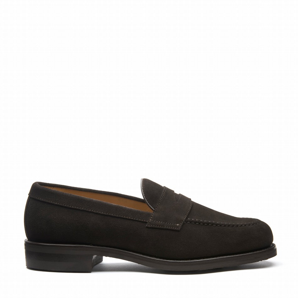 Solovair Suede Penny Loafers Herre Brune | 970-BN-SUE-060