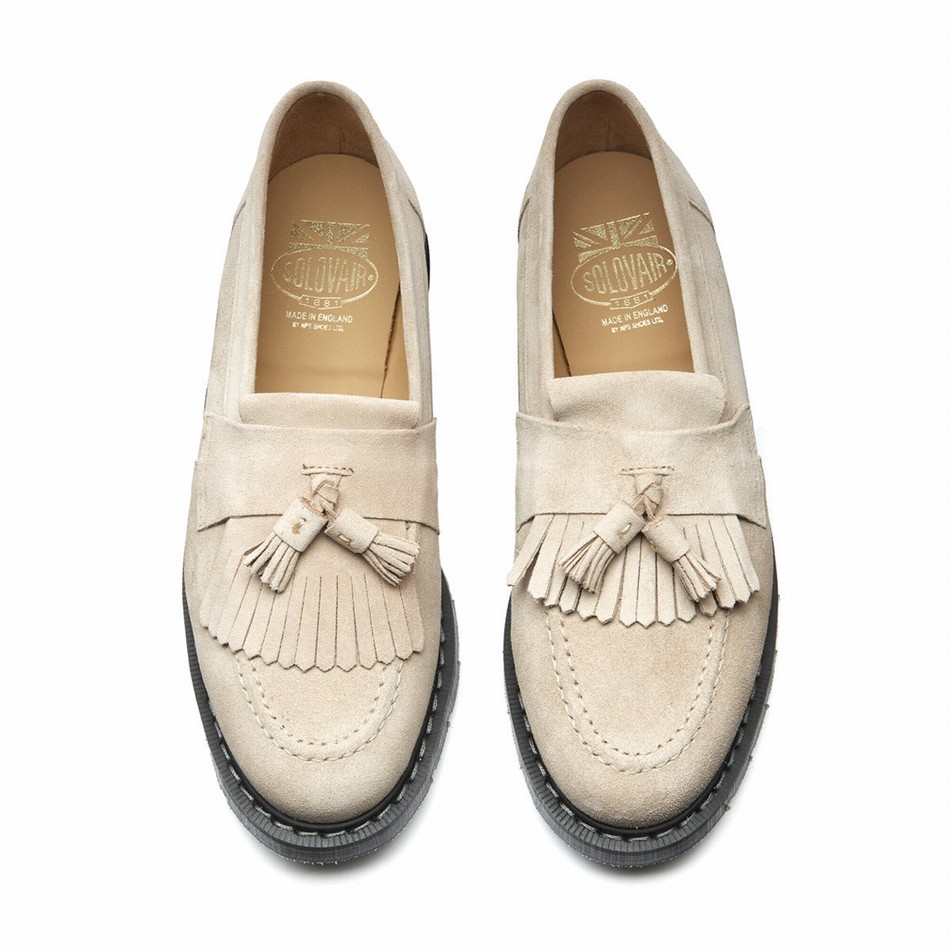 Solovair Suede Tassel Loafers Herre Beige | S0-1022-NU-SUE-G-040
