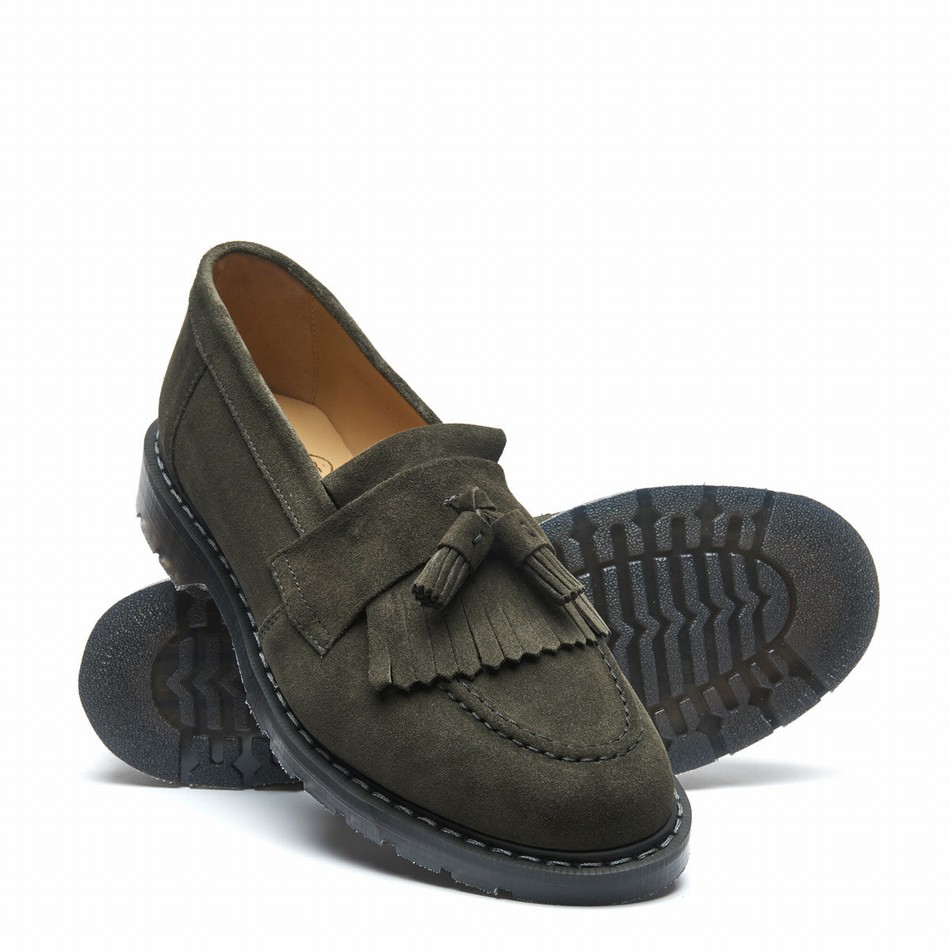 Solovair Suede Tassel Loafers Herre Olivengrøn | S0-1022-OL-SUE-G-035