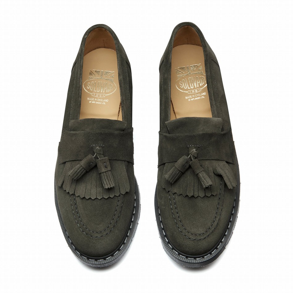 Solovair Suede Tassel Loafers Herre Olivengrøn | S0-1022-OL-SUE-G-035