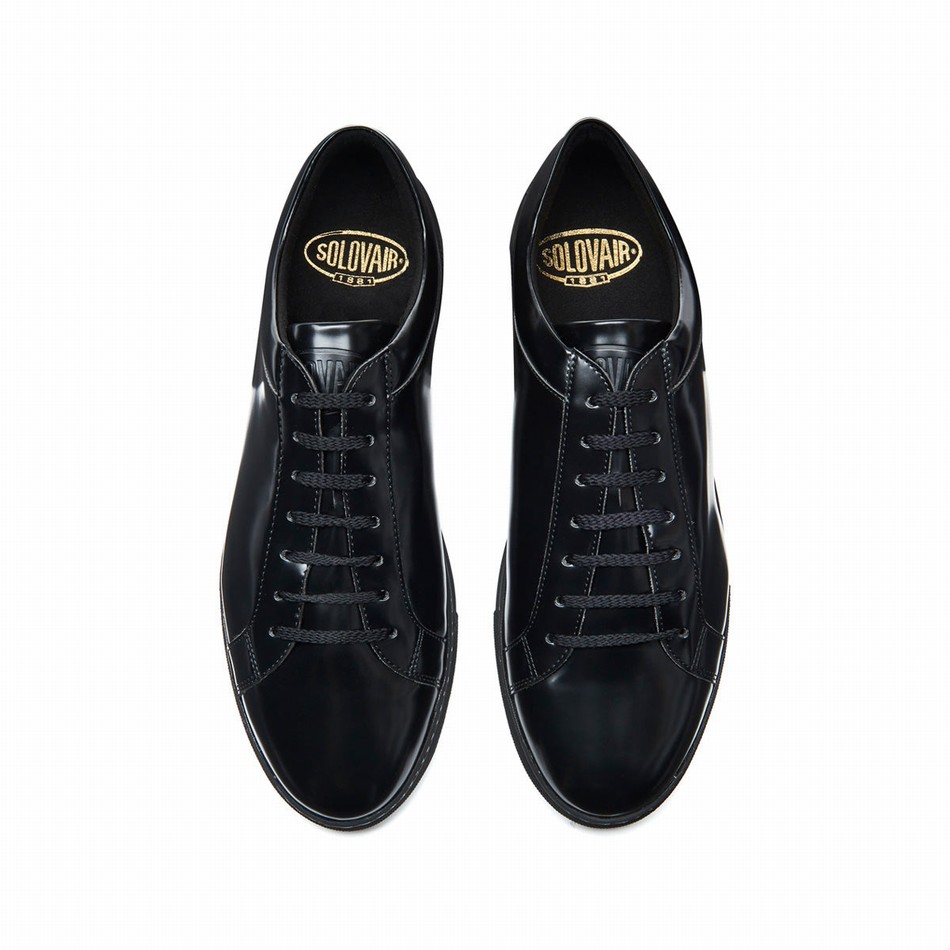 Solovair Vegan 070 Sneakers Herre Sort | VS7-070-BK-VEG-G-030