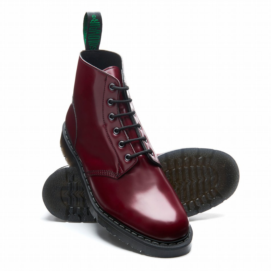 Solovair Vegan 6 Eye Astronaut Støvler Dame Rød | VS6-969-OX-VEG-G-030