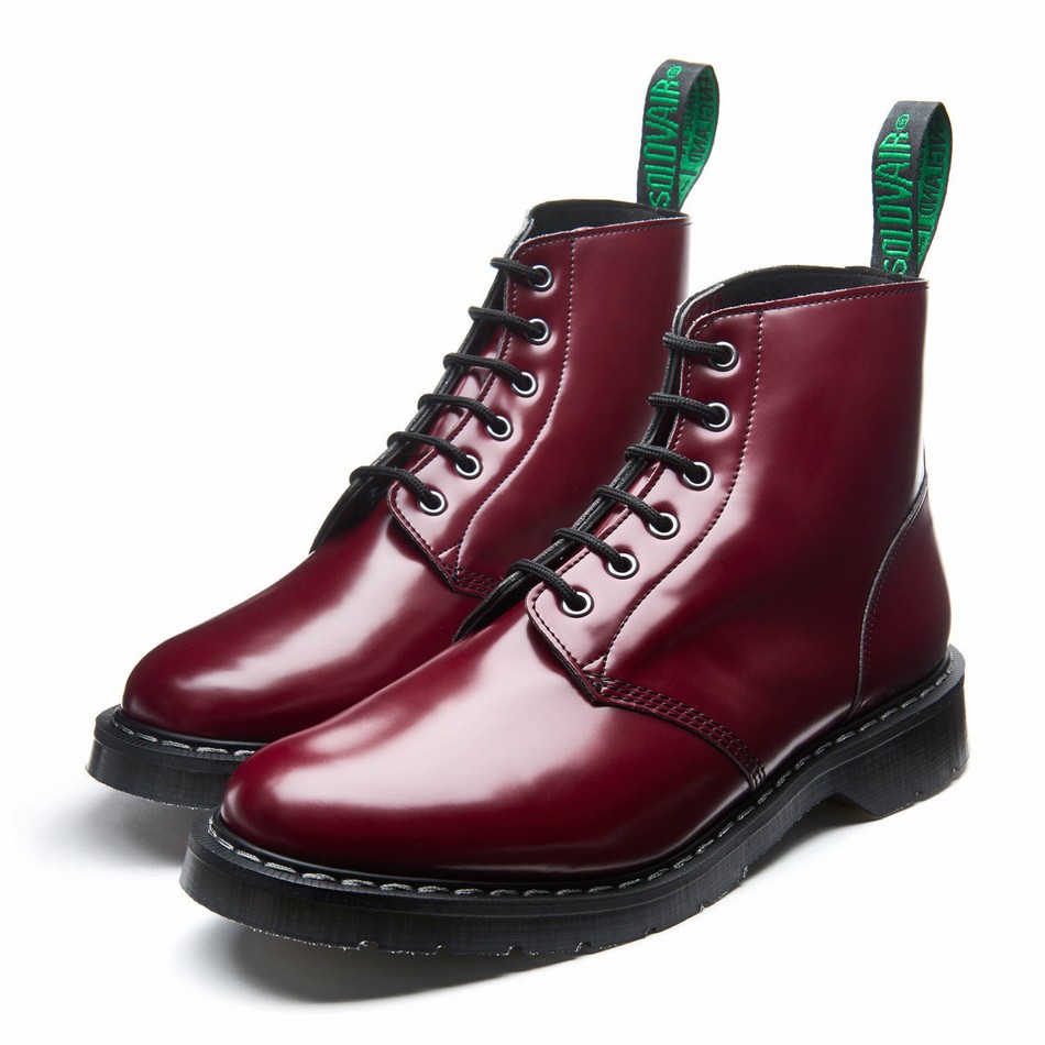 Solovair Vegan 6 Eye Astronaut Støvler Dame Rød | VS6-969-OX-VEG-G-030