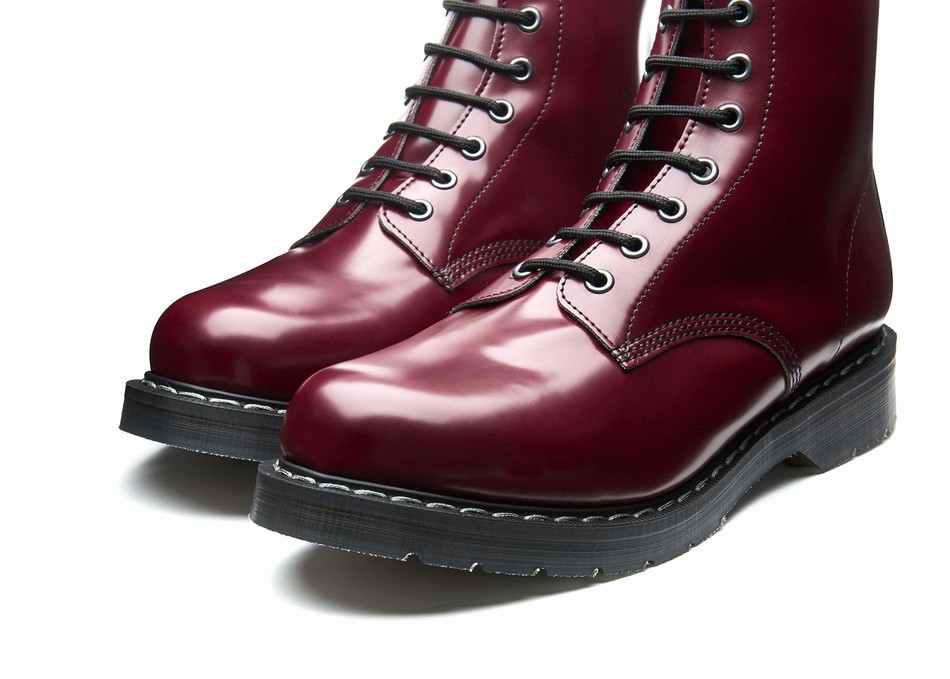 Solovair Vegan Hi-Shine 8 Eye Derby Støvler Herre Rød | VS8-551-OX-VEG-G-040