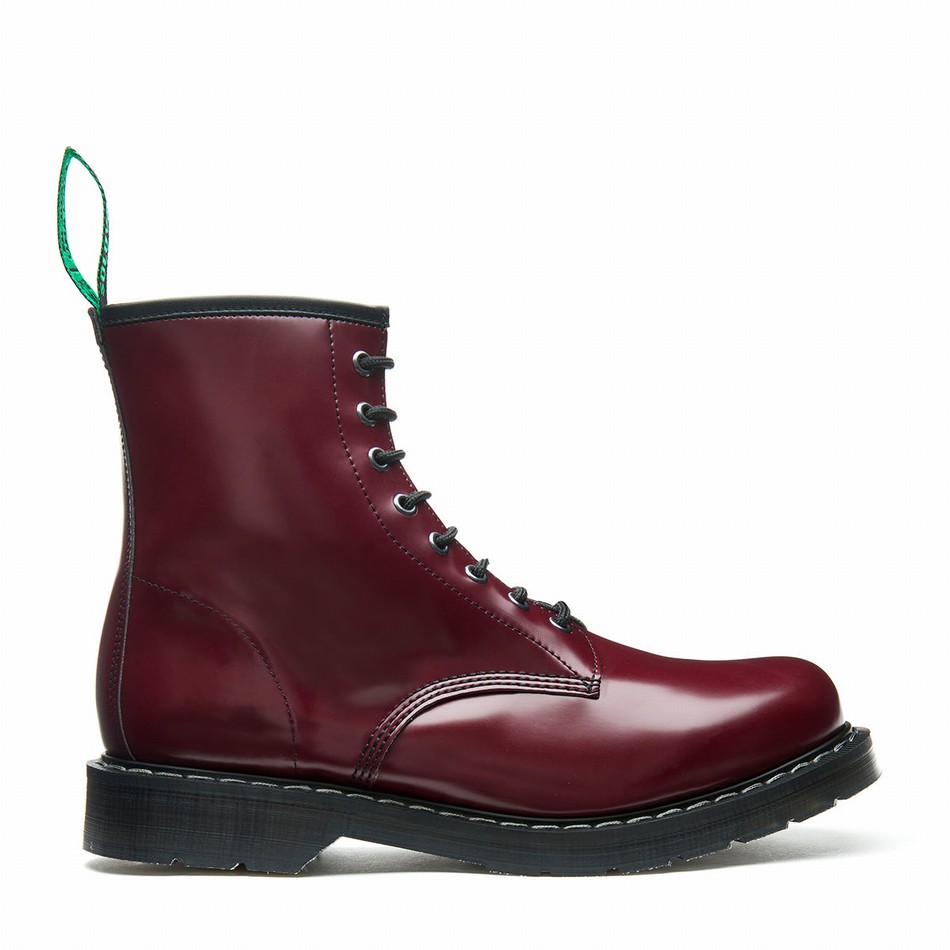 Solovair Vegan Hi-Shine 8 Eye Derby Støvler Herre Rød | VS8-551-OX-VEG-G-040