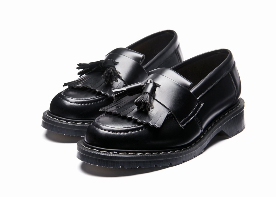 Solovair Vegan Hi-Shine Tassel Loafers Dame Sort | VS0-1022-BK-VEG-G-040